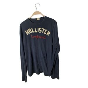 Hollister Longboards y2k vintage L Navy Men's Long Sleeve Crew Neck Shirt surf‎